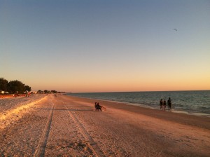 Picture of the beach near sunset